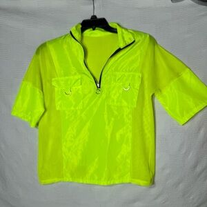 Neon Yellow Womens Net‎ Shirt size large 1/4 zip